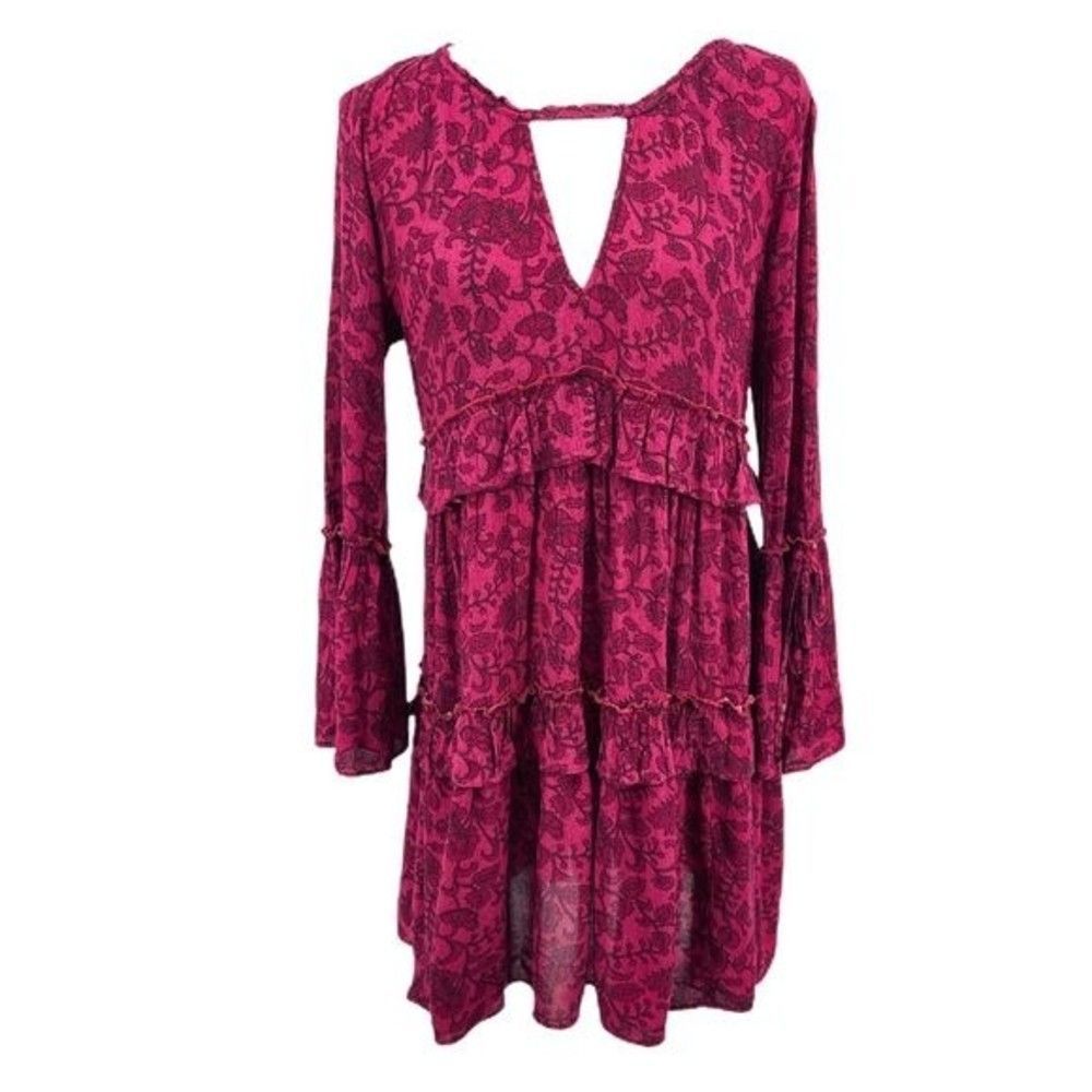 American Eagle Boho Burgundy Print Dress